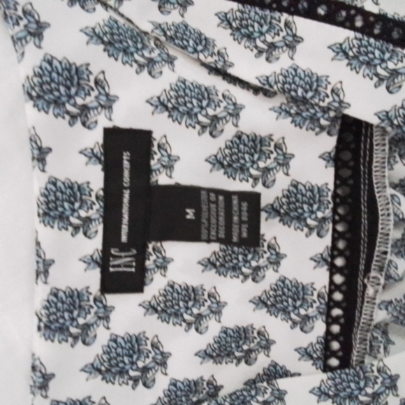 INC International Women’s Wrap Front Blue and White long sleeve blouse, size M - Picture 2 of 6